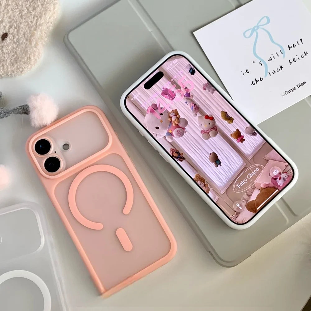 Nouvelle coque de téléphone magnétique transparente mate de luxe pour iPhone 17Pro Air 17 16 15 14 13 Pro Max pour couverture d'objectif détachable Magsafe