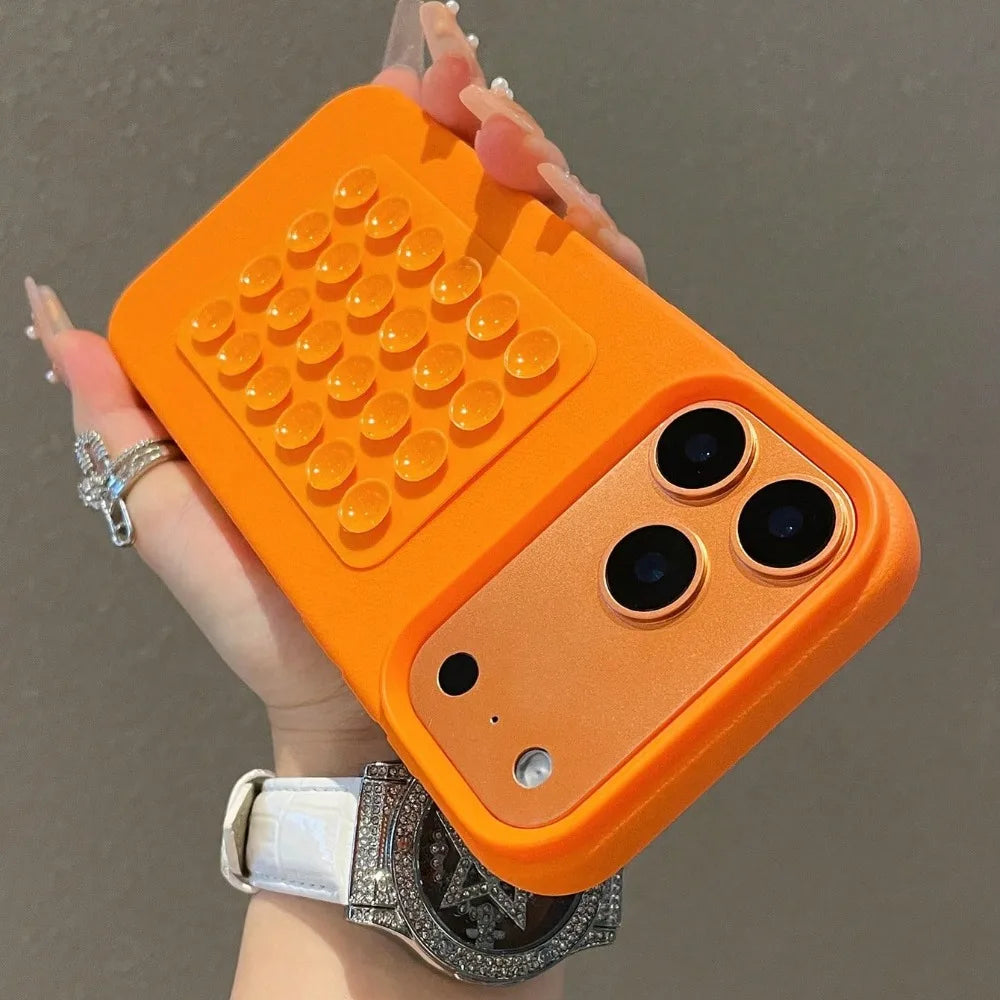 Coque de téléphone de luxe à motif Litchi, support à ventouse 3D, antichoc, pour iPhone 17 16 15 14 13 12 11 Pro Max X XS XR 16E