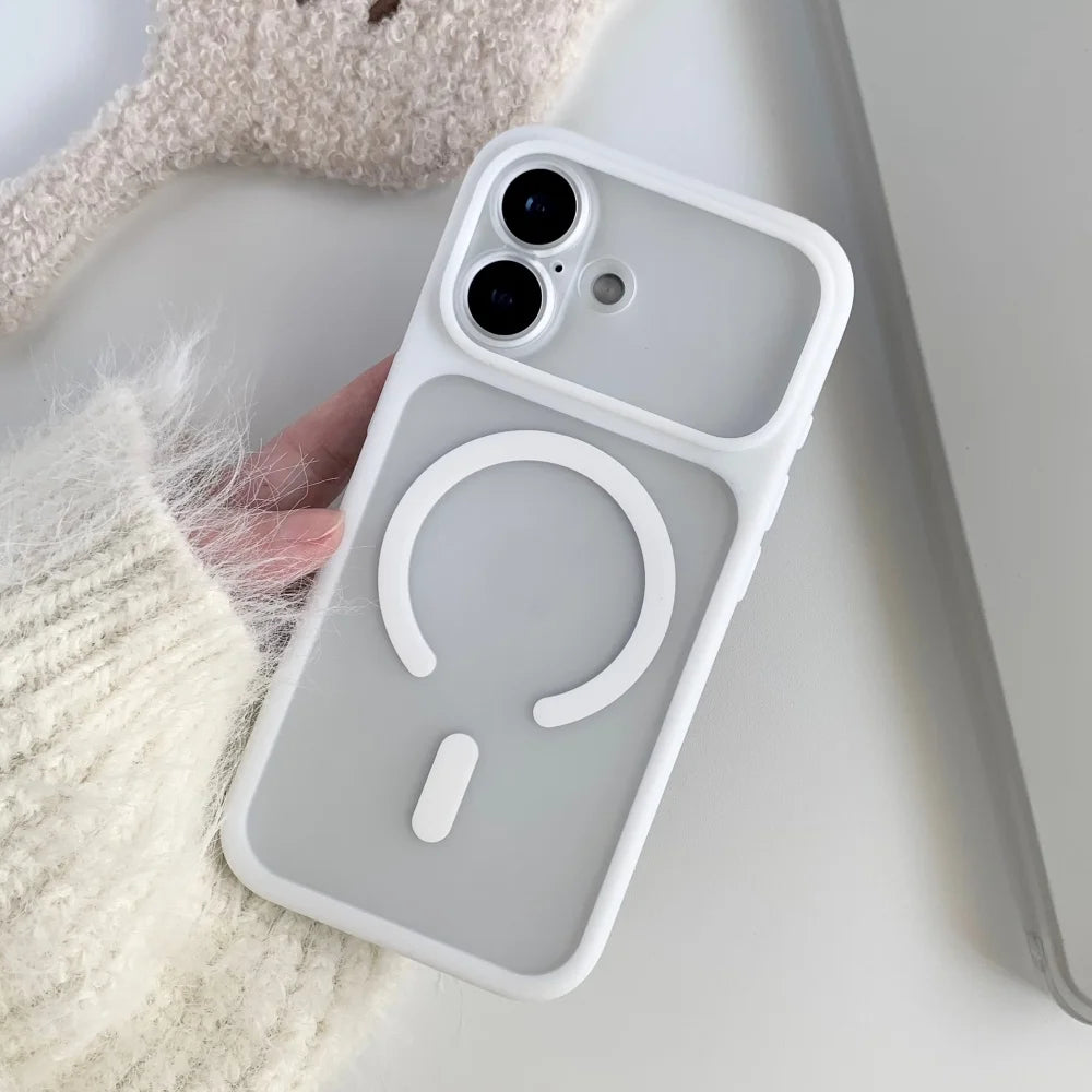 Nouvelle coque de téléphone magnétique transparente mate de luxe pour iPhone 17Pro Air 17 16 15 14 13 Pro Max pour couverture d'objectif détachable Magsafe