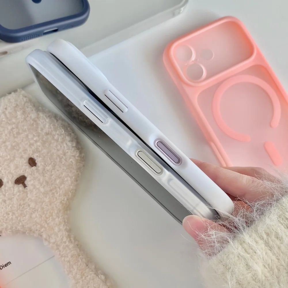 Nouvelle coque de téléphone magnétique transparente mate de luxe pour iPhone 17Pro Air 17 16 15 14 13 Pro Max pour couverture d'objectif détachable Magsafe