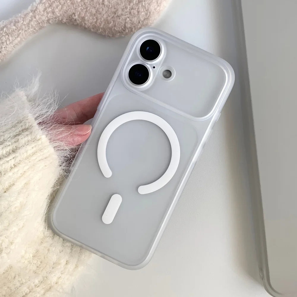 Nouvelle coque de téléphone magnétique transparente mate de luxe pour iPhone 17Pro Air 17 16 15 14 13 Pro Max pour couverture d'objectif détachable Magsafe