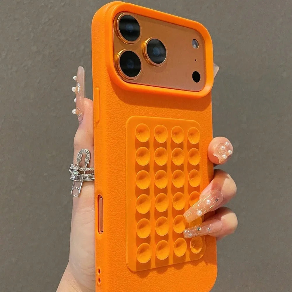 Coque de téléphone de luxe à motif Litchi, support à ventouse 3D, antichoc, pour iPhone 17 16 15 14 13 12 11 Pro Max X XS XR 16E