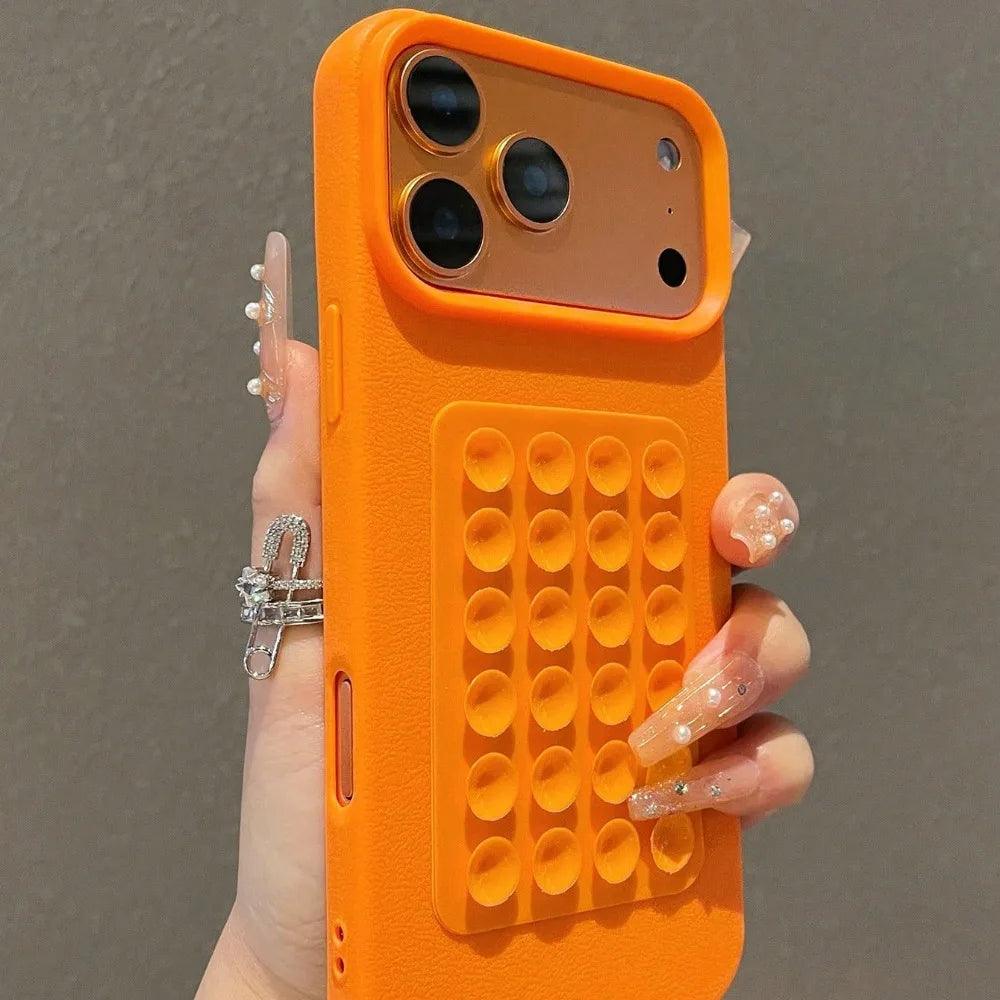 Coque de téléphone de luxe à motif Litchi, support à ventouse 3D, antichoc, pour iPhone 17 16 15 14 13 12 11 Pro Max X XS XR 16E