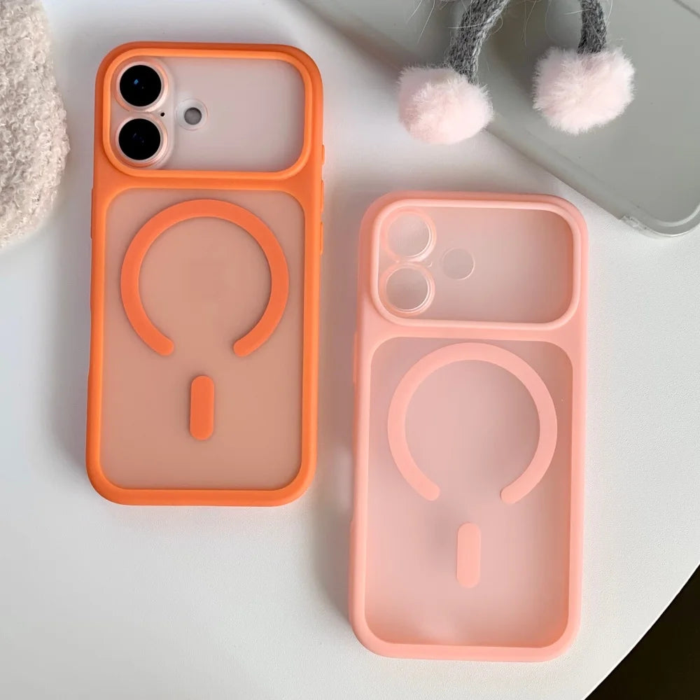 Nouvelle coque de téléphone magnétique transparente mate de luxe pour iPhone 17Pro Air 17 16 15 14 13 Pro Max pour couverture d'objectif détachable Magsafe